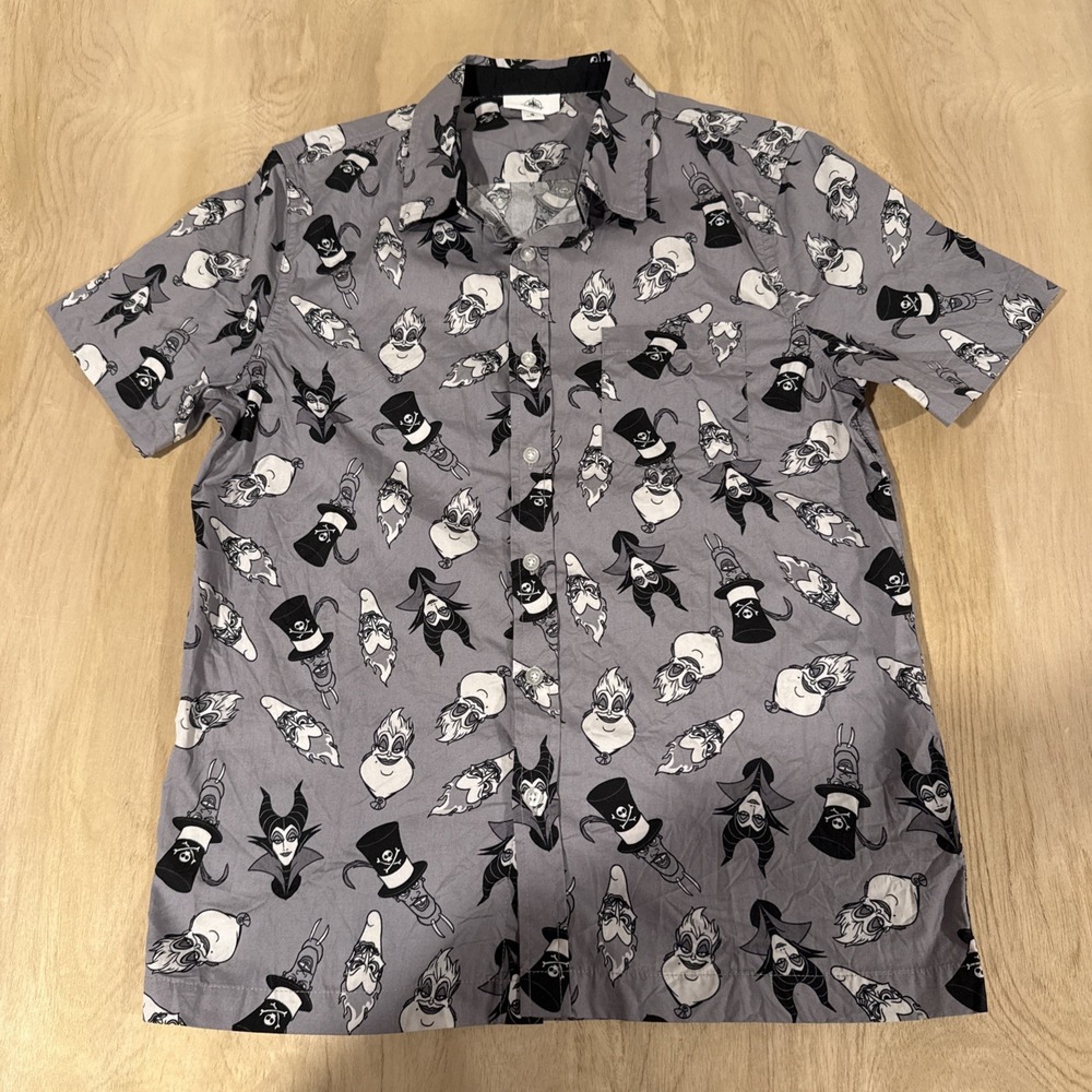 Disney Men's Button Down VILLAINS Collared Shirt Disney Store Polo New Size S